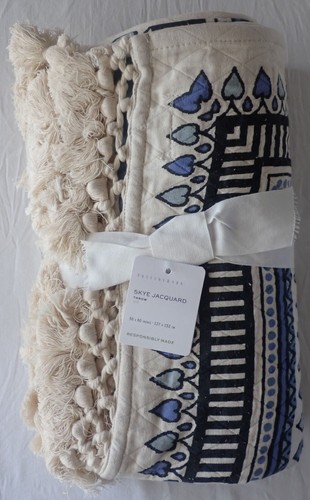 NWT POTTERY BARN SKYE JACQUARD 100% COTTON TABLE THROW 50" x 60" $129 MSRP