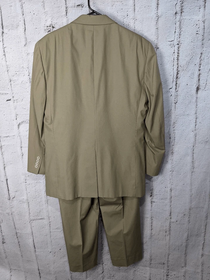 Jos. A. Bank Mens Suit 2 Piece Beige Tan Blazer 40R Pants 34x28 - Image 3 of 4
