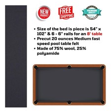 Pre Cut Gray Billiard Cloth Pool Table Felt Stretch Fabric Replacement 8ft Table