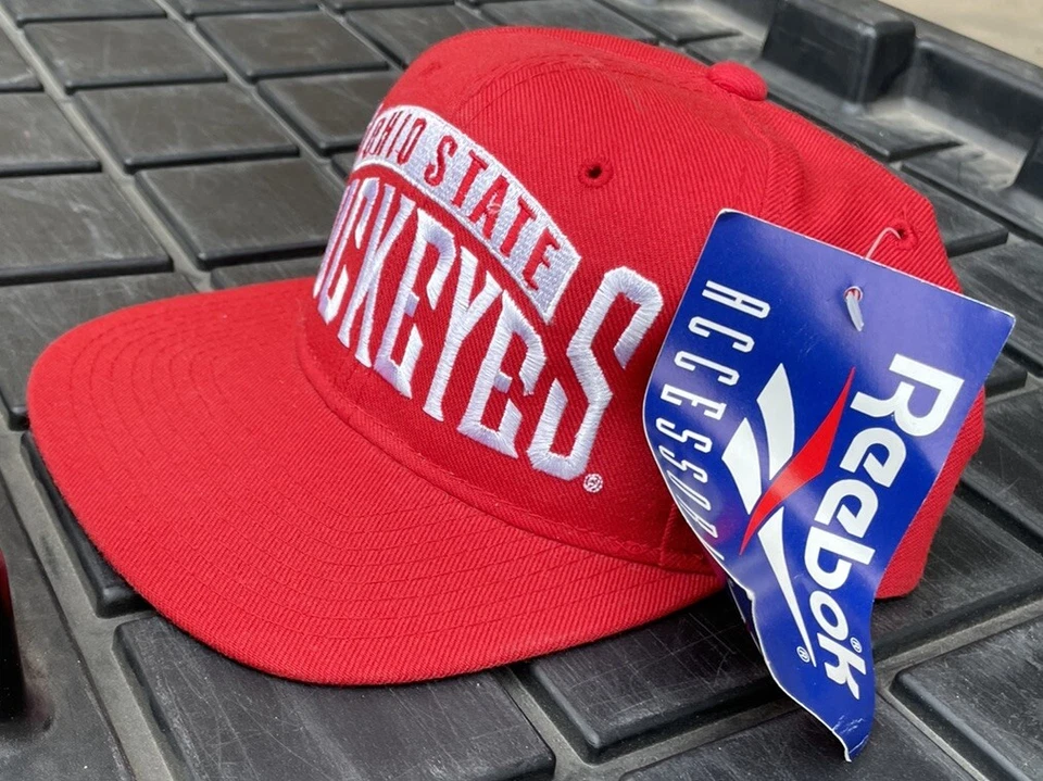 NUEVO CON ETIQUETAS De colección Años 90 Ohio State Buckeyes Reebok SnapBack Gorra Gorra Mezcla de Lana Foto 3 de 4