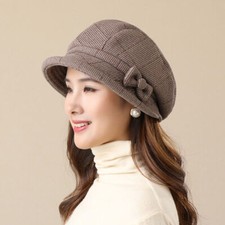Hot Women Plaid Bow Decor Cloche Bucket Hat for Spring 1920s Vintage Bowler Hat