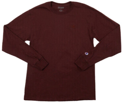 Champion Long Sleeve T Shirt Sweatshirt Wine Burgundy Men Free Ship Size  Small