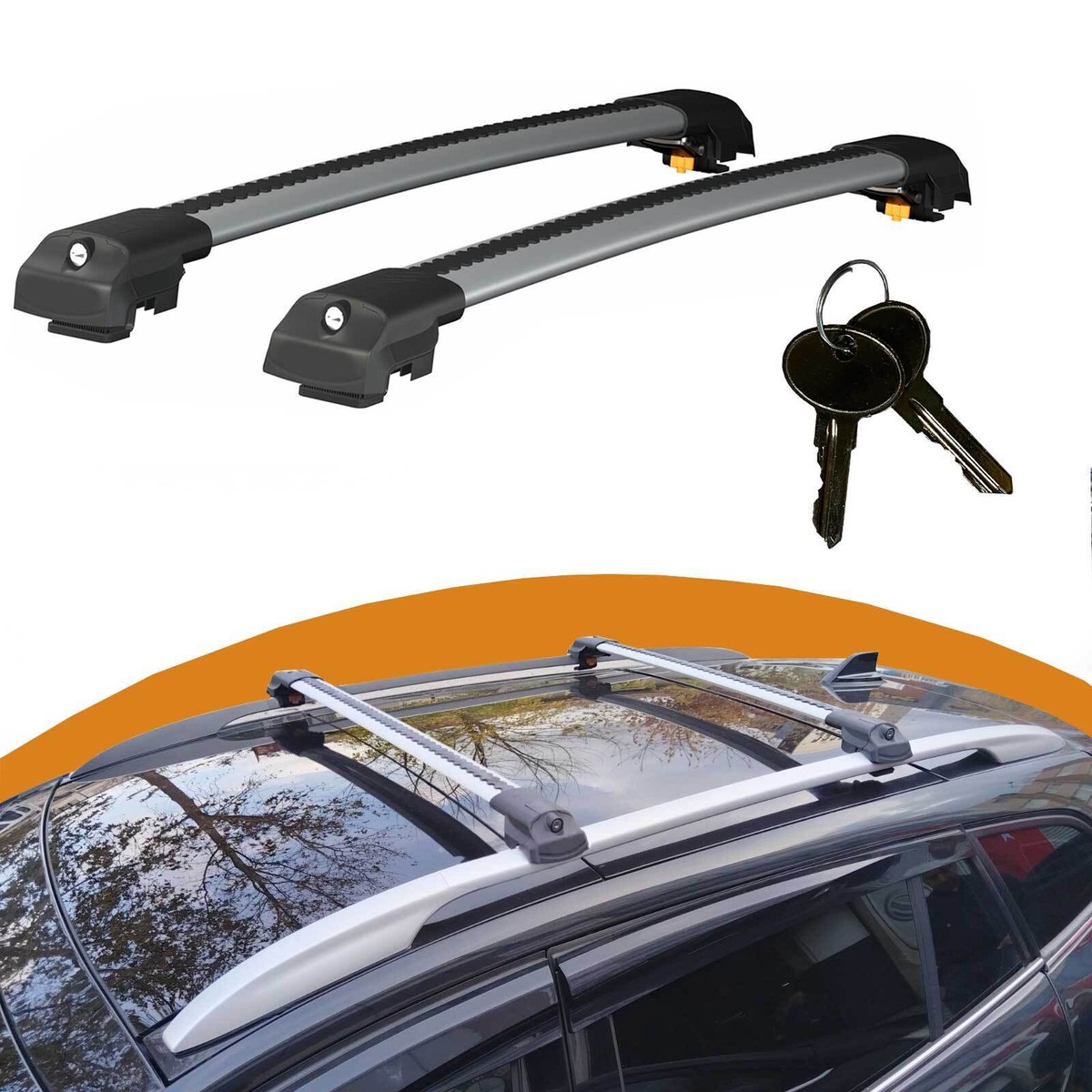 Roof Rack Cross Bars For Fiat Panda Mk 2012 2023 Lockable Rail