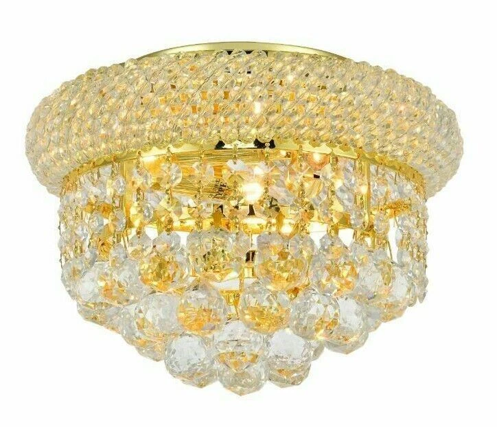Crystal Balls Flush Mount Ceiling 3 Light Gold Bathroom Bedroom Lighting 10 in - Image 2 of 4