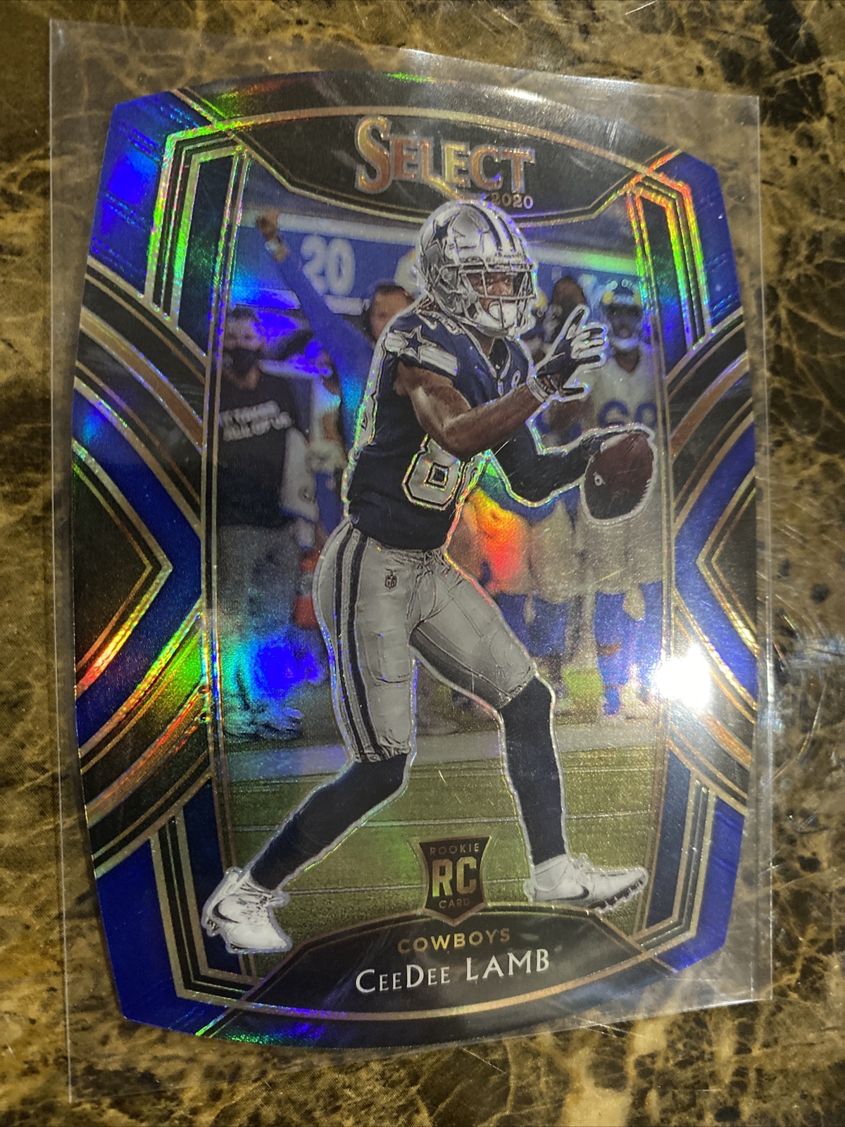 2020 Panini Select CeeDee Lamb Blue Prizm die-cut #257 Prizm Cowboys Rookie
