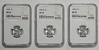 1943 P D S 1c Lincoln Steel Wheat Cent NGC MS 64 Three Coin Lot
