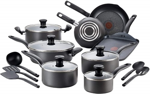 Tefal Initiatives 18 Pc Cookware Set Non Stick Pots Frying Pan Charcoal Black - Picture 8 of 8
