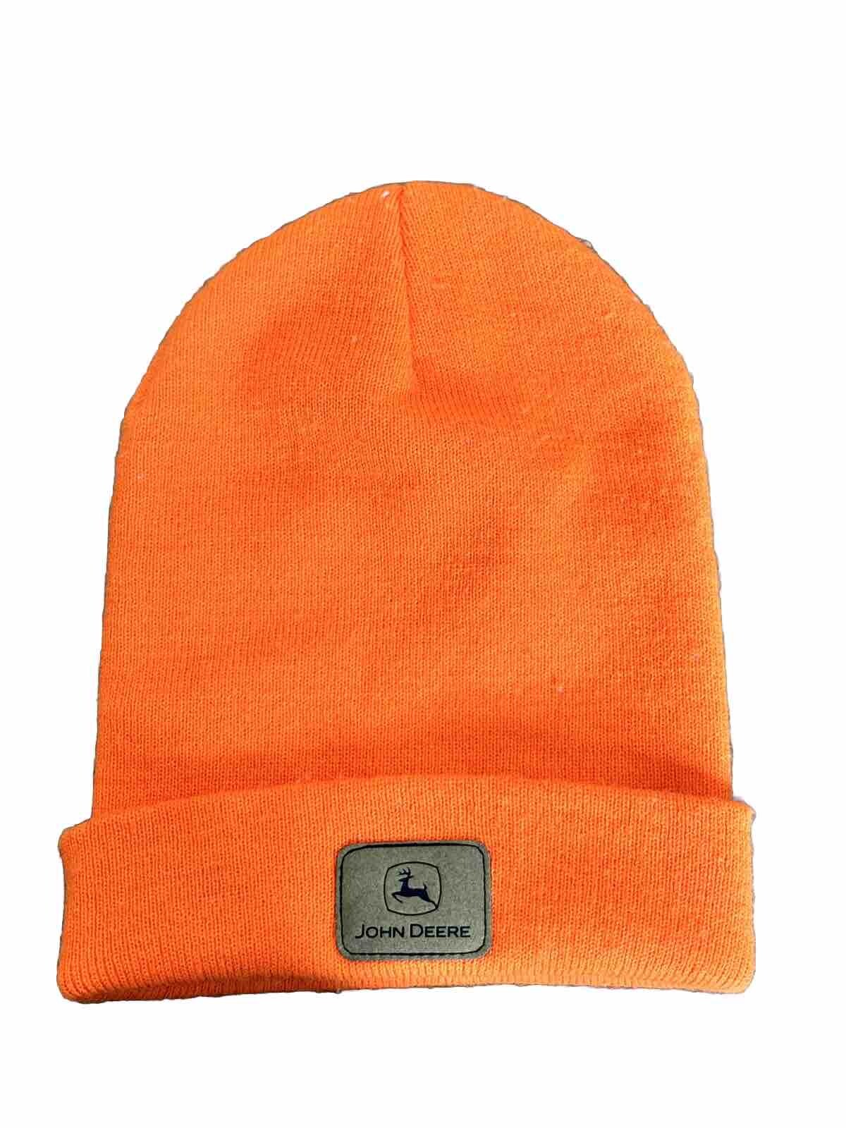 John Deere Orange Fleece-Lined Beanie Unisex Winter Warm Cap