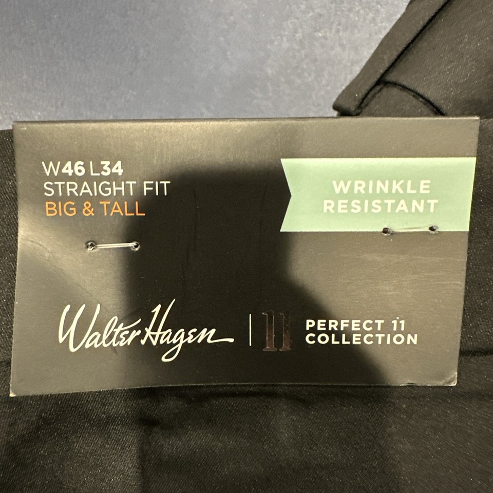 NWT Walter Hagen Men’s 11 Big & Tall Majors Core Golf Pants Black Size