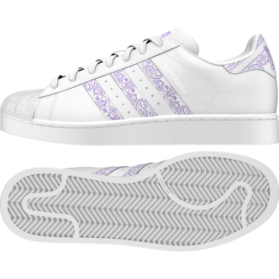 Adidas Superstar Blanc/Violet Glow Homme En Cuir Baskets Chaussures | eBay