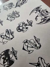 RARE 1950's Ralph Johnstone Milton Zeis Traditional Vintage Tattoo Flash Sheet 8