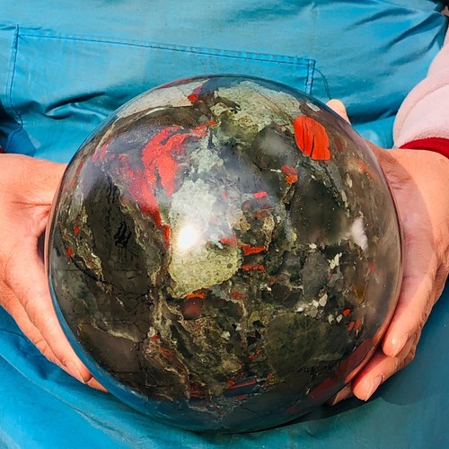 12.65LB Natural african blood stone quartz crystal sphere healing chakra - Picture 14 of 18