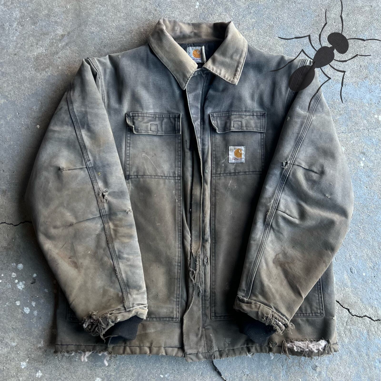 Vintage Y2K faded black Carhartt thrashed c26 arctic style jacket