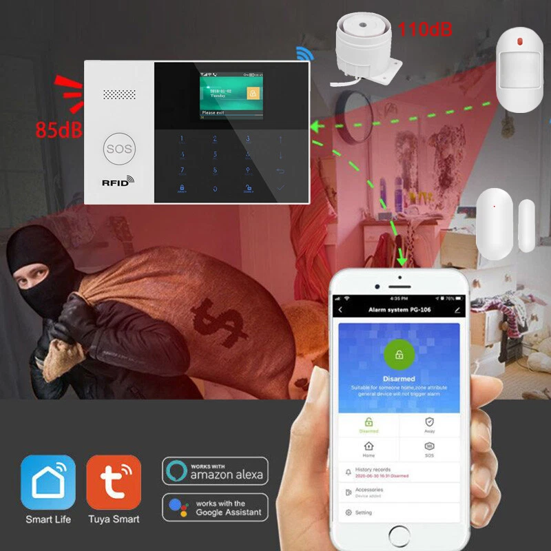C46 Tuya WIFI APP GSM Wireless IR Home Security Alarm Burglar System+RFID Access - Image 4 of 4
