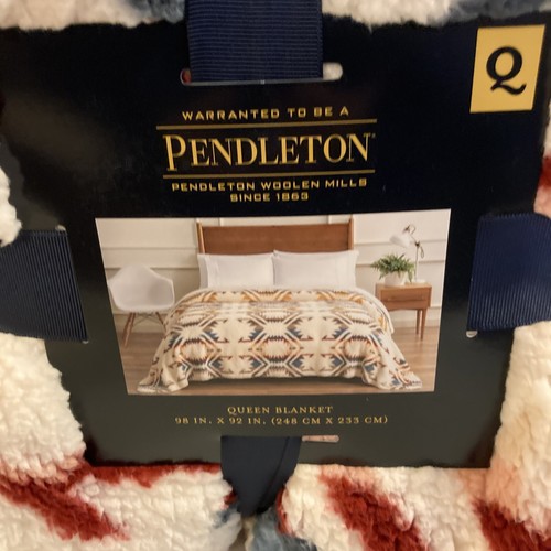 Lot Of 2Pendleton Queen Size Fleece Blanket 98" x 92" Color-White Sand Multi NEW - Picture 5 of 8