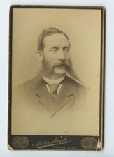 CAB PHOTO MAN W/ GREAT HAIR FROM THUN, SWITZERLAND, BY MOEGLE, GRAPHIC BACK