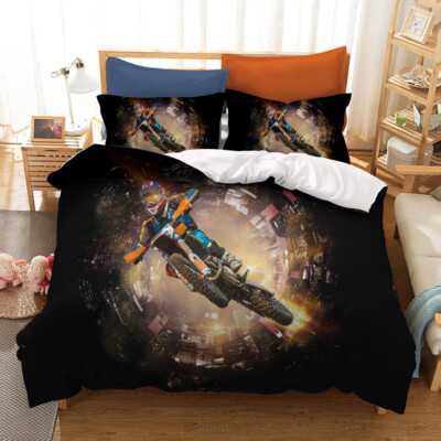 3D Motorcycle Rider City Landscape Quilt Cover Set Bedding Sets Pillowcases 64