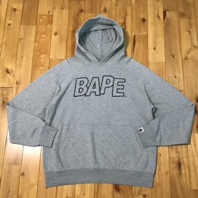 Swarovski BAPE logo pullover hoodie NIGO Gray A Bathing Ape Size M