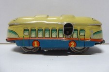 VINTAGE METAL MODEL KEY WIND CLOCK WORK TOY TRAM TRAIN CARRIAGE