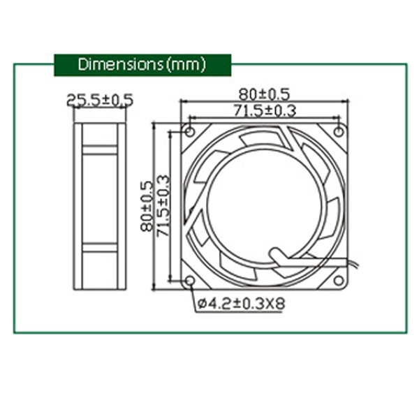 80mm Led Fan Frame 80mm AC Fan 80mm AC220V Cooling Fan For Electrical Cabinets - 2 Wires ...