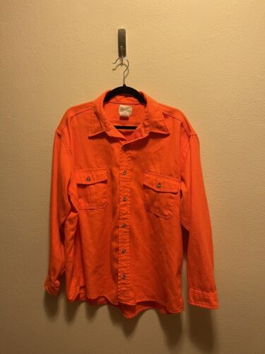Vtg Melton Sportsmaster Mens Orange Hunting Button Front Shirt Sz XL Outdoor USA - Picture 1 of 4