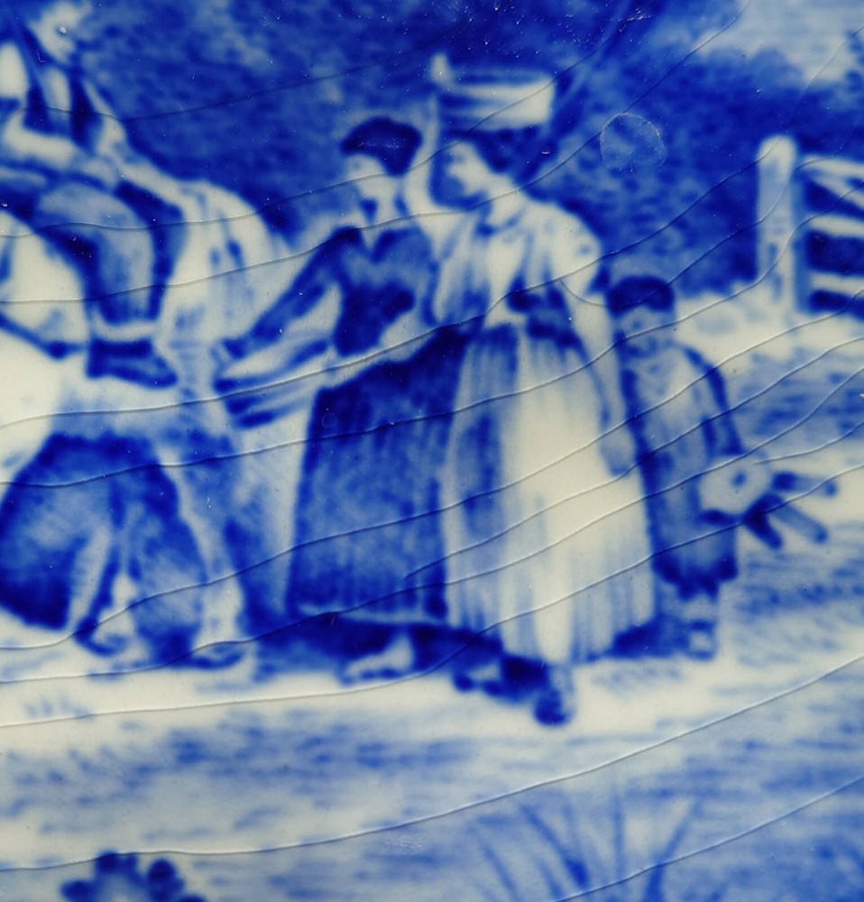 Wedgwood Coalport Kingsware Plate 'Pastoral' Blue Embossed Gold Trim 11