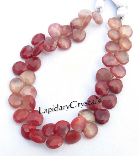 Natürlicher roter Andesin Labradorit Herz facettierte Perlen Schmuck Verwendung 8 Zoll Strang LC-502 - Bild 1 von 4