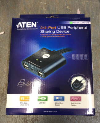USB 2.0 Data Switch ATEN US224 4x USB 2.0 device to 2 PC 672792003790| eBay