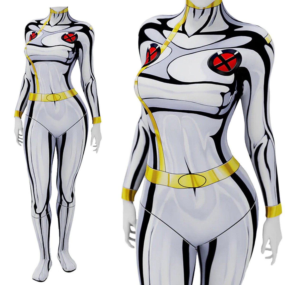 セット X-Men '97 Storm Cosplay Jumpsuit Girl Bodysuit Costume Adult Kids