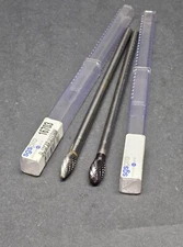 New 2pc SGS Pro 5/16" & ⅜" Carbide Head Rotary Burr 6" OAL Flame Tree Machinist