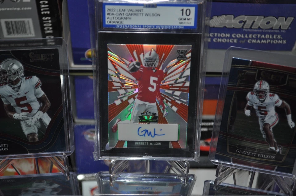 2022 Leaf Valiant Auto Orange #BA-GW1 Garrett Wilson Jets 11/25 ISA 10 - Image 2 of 3