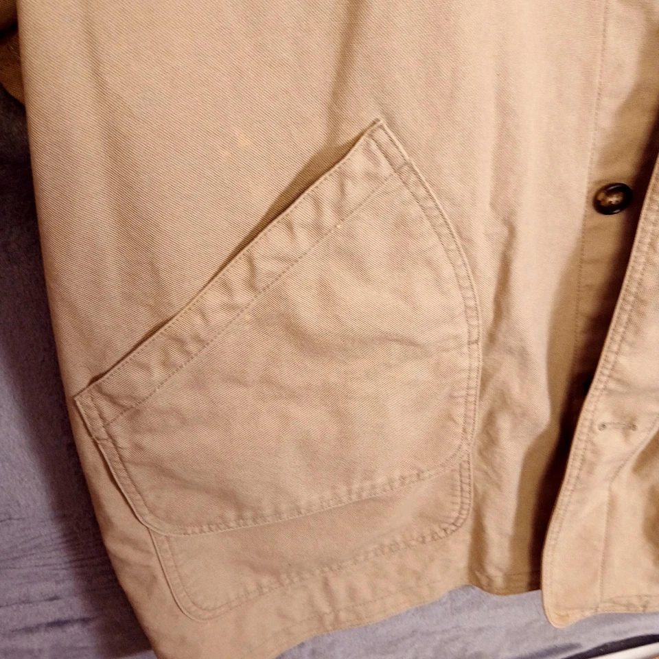 Chaqueta De Colección Lands End Para Hombres 2XL Lona Tostada Abrigo Granero Cuello Pana Años 90 Foto 4 de 4
