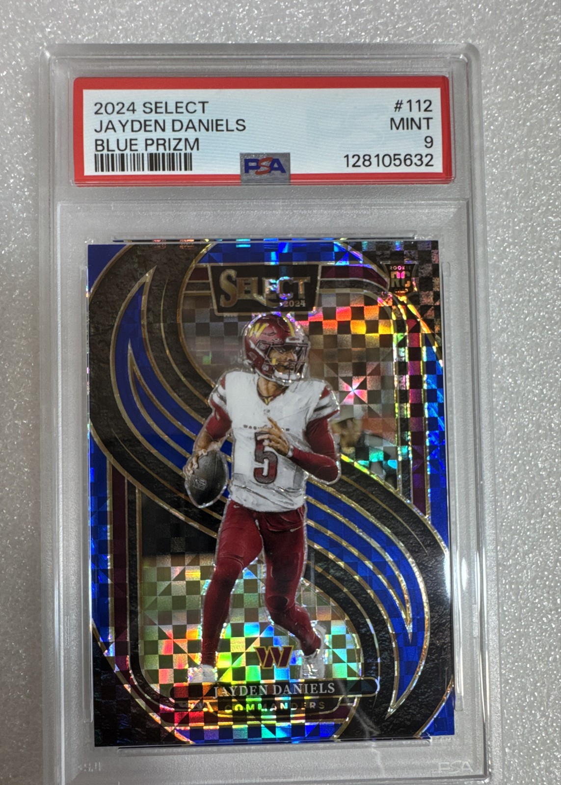 2024 Panini Select - Premier Level Jayden Daniels #112 Blue Prizm /175 (RC)