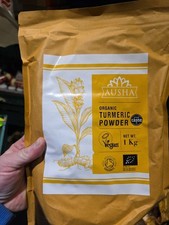 Organic Turmeric Powder 1KG Ausha Vegan Made In India Vegan 100% Raw