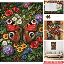 Peacock Butterfly Wildflower Jigsaw Puzzle 1000 Piece Adult Letter Coded Backing