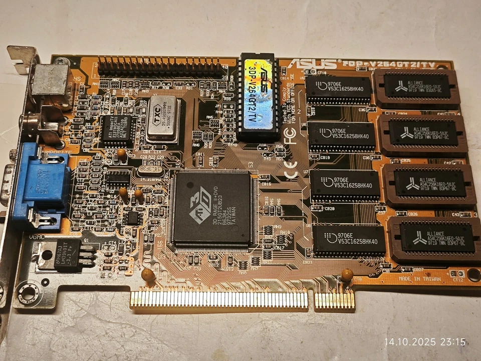 RARE PCI VGA Card ASUS 3DP-V264GT2/TV Rev 1.02 (ATI 3D Rage II+DVD ) 2 MB RAM - Image 2 of 4