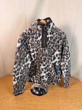 Cuddly Sherpa Kids Leopard Print Quarter Zip Pullover Fleece Size 7/8