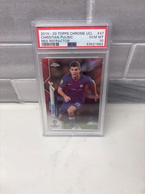 2019-20 Topps Chrome UCL Christian Pulisic Red Refractor 03/10 PSA 10! 