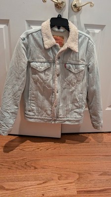 Levi Strauss & Co. Men's White Sherpa Lined Cotton Trucker Jacket Size S