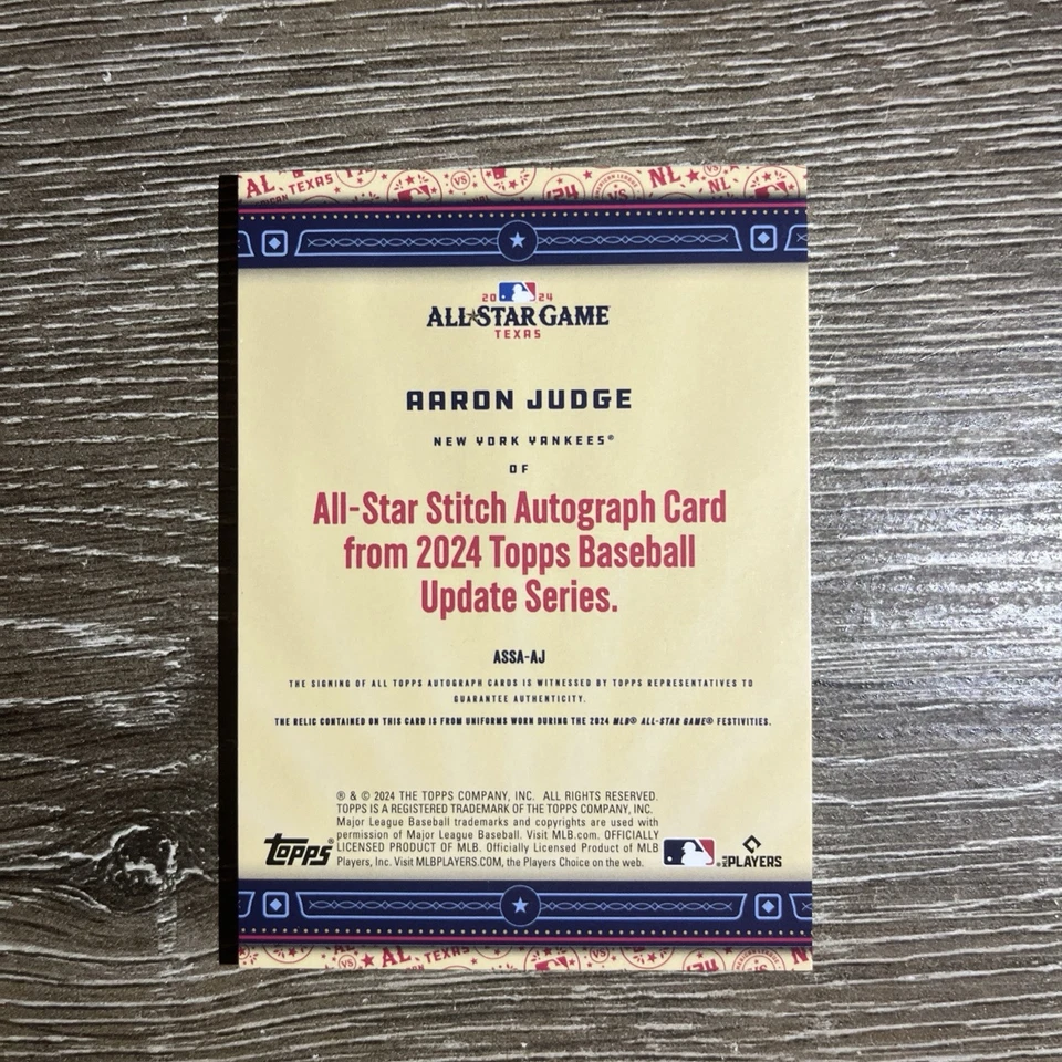 2024 Topps Update Series - All-Star Stitches Aaron Judge Event-Worn (MEM) 6/10 - Imagem 2 de 4