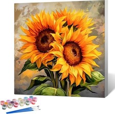 Framed Paint by Numbers Kit for Adults Beginner  Kids Ages 8-12, Sunflower Pain