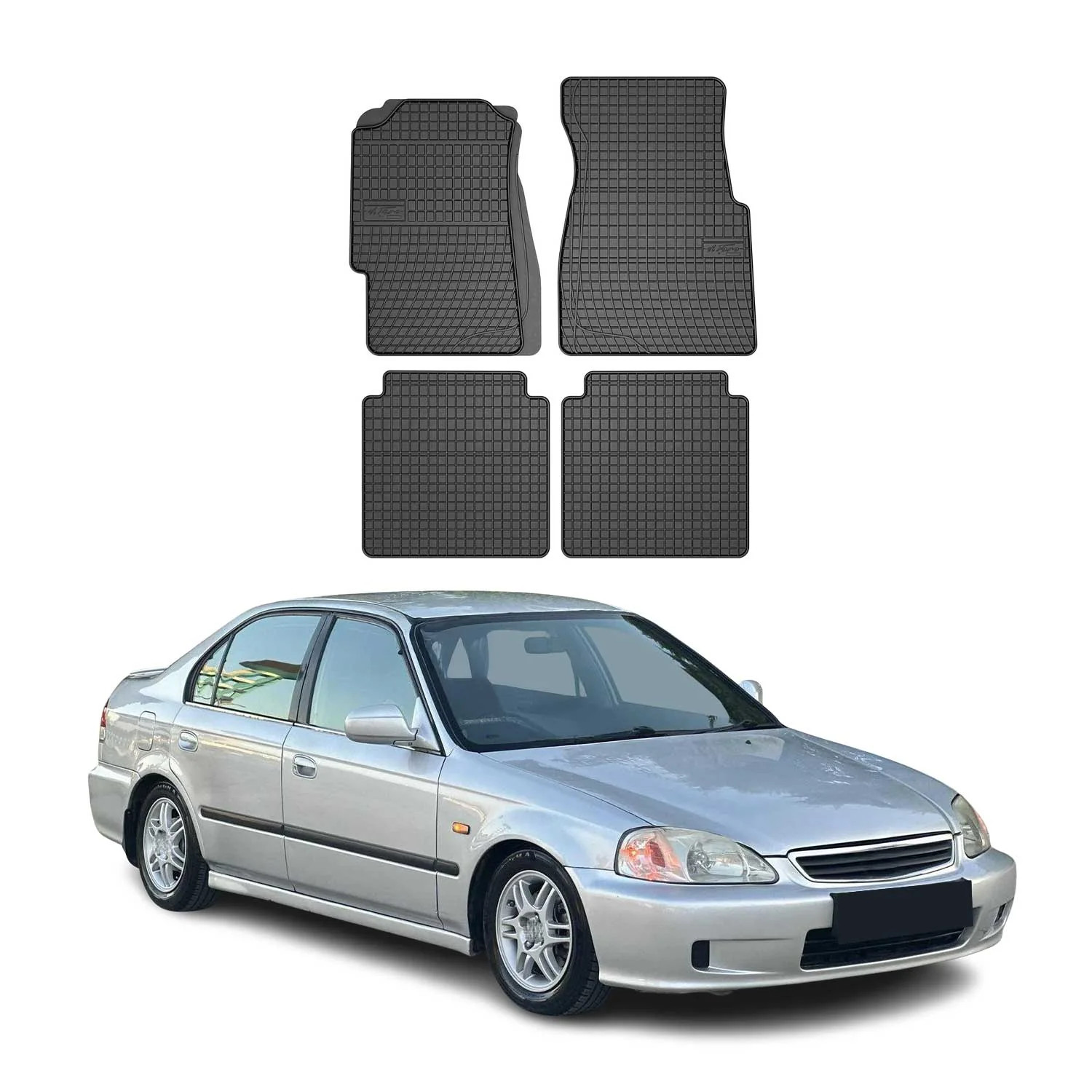 Tapis de sol pour Honda Civic 1995-2001 en caoutchouc noir robuste