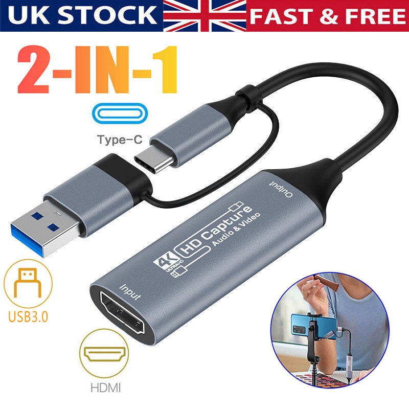 Video Capture Card 4K 1080P Record HDMI to USB3.0 Audio Video Capture Card UK