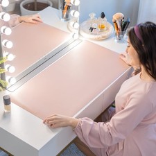 Makeup Mat for Vanity Top Protector, Cover Work Table 38.1 x 80 cm, Pink