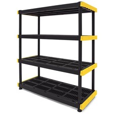Black 4-Tier Heavy Duty Plastic Freestanding Storage Shelving Unit (48 in. Wx55