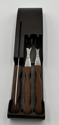 Cutco 4 Piece #22, #26, #27 With Wall Mounted Holder Vintage Wood Handles H4