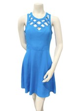 GUESS Blue Sleeveless Fit Flare Dress Cutout Back Size 6