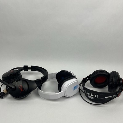 Lot Of 3 Headsets: 2 Wired, 1 Wireless, (Astro A10, HyperX, Scarlett Studio) REA