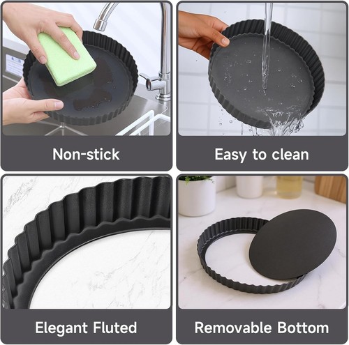 Vielseitige 9 Zoll Antihaft Tartepfanne - Abnehmbarer Boden für perfekte Torten & Torten - Bild 6 von 8