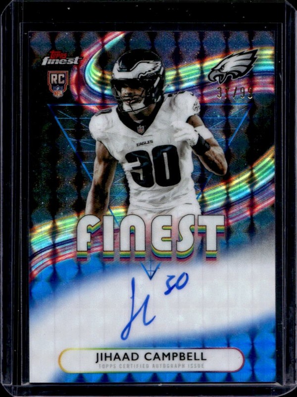 2025 Topps Finest Jihaad Campbell Rookie Auto RC Blue Geometric Refractor #/99
